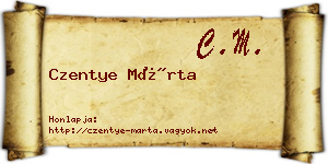 Czentye Márta névjegykártya